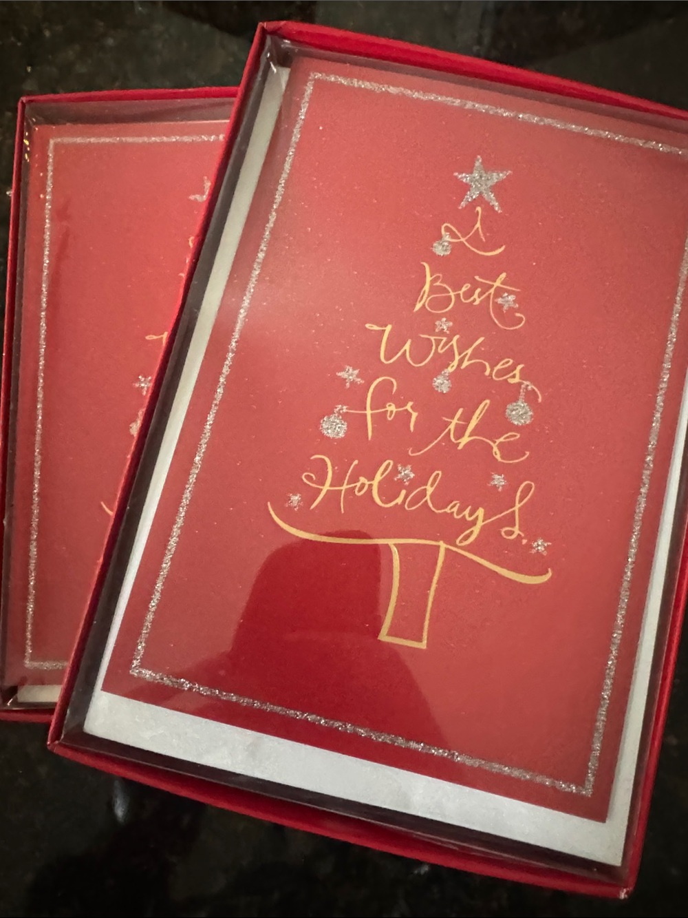 Festive Red Holiday Greeting Card Set with Gold Accents